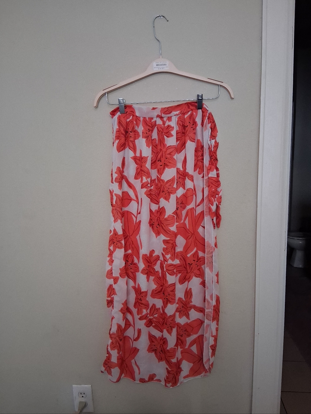 SHEIN White Cover Up with Orange Floral Print
